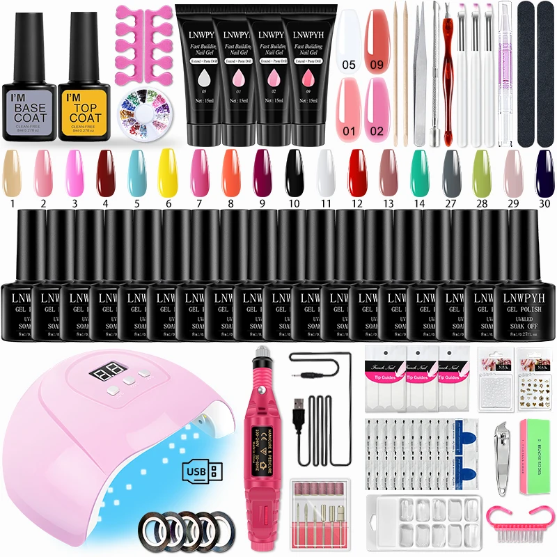 

Gel Nail Polish Kit UV Gel Varnish Set With LED Nail Lamp Dryer Manicure Kit And Base Coat Top Coat For Salon Manicure Tools Set
