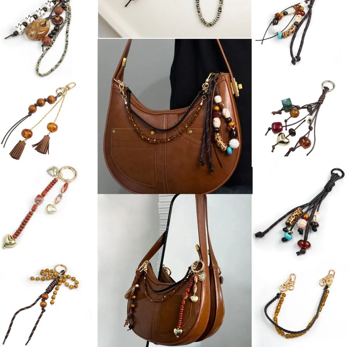 

Подвеска ручной работы из плетеной ткани с натуральными камнями тигрового глаза и агата, аксессуары для самостоятельного изготовления украшений для кошельков и сумок