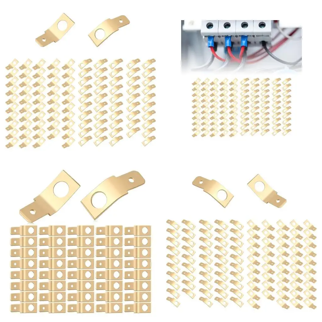 

652F 100Pcs Quick Disconnects Brass Spades Connectors 1/4Inch Male Tabs Crimps Terminals for Home Appliances and Machinery