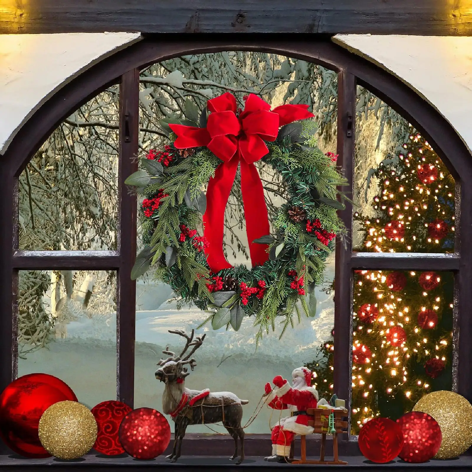 

Holiday Christmas Wreath Premium Plastic Decor Door Hanging Artificial Wreath for Party Home Wall Decorations
