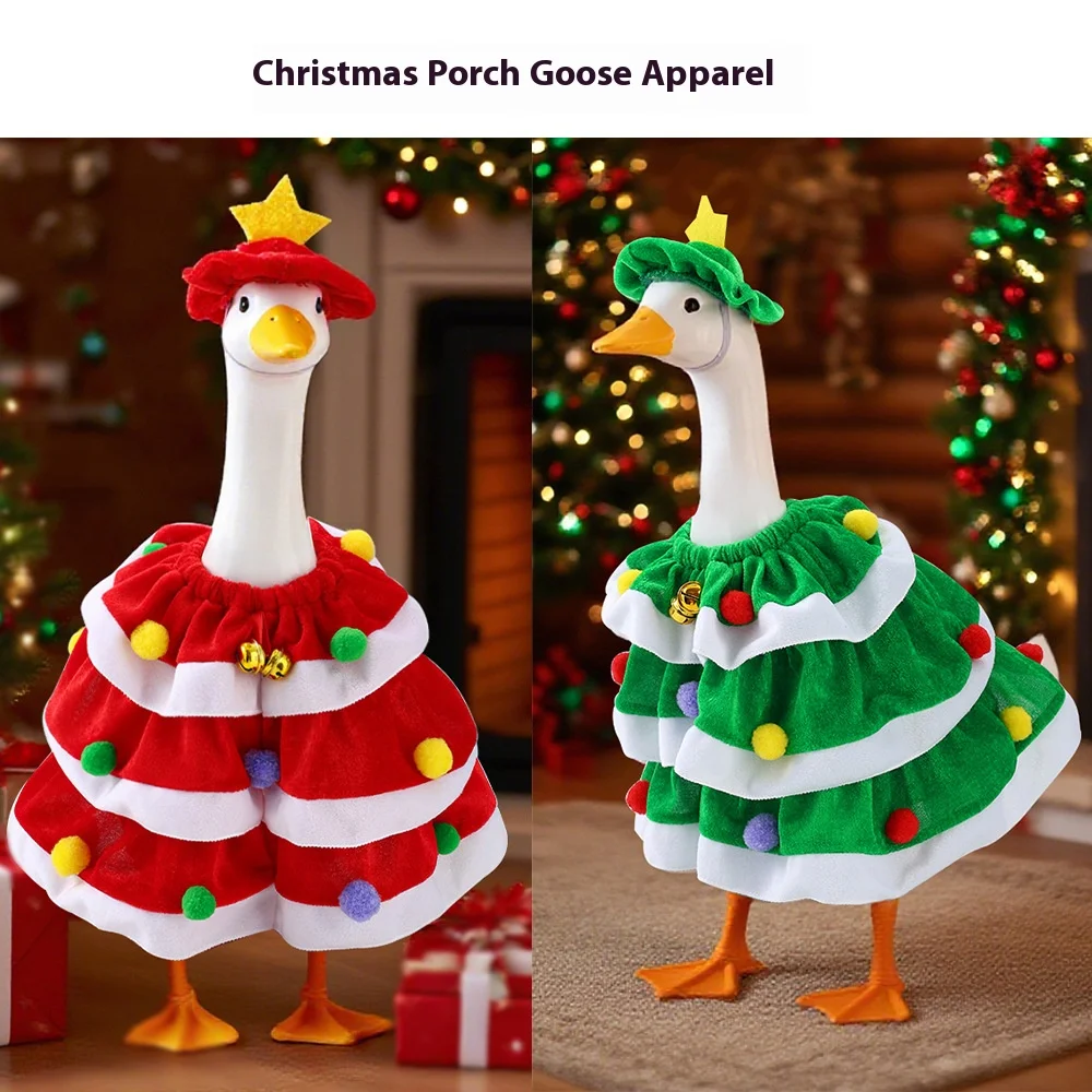 

Christmas Tree Porch Goose Clothes Christmas Pet Clothes Hat Shawl Festive Dress