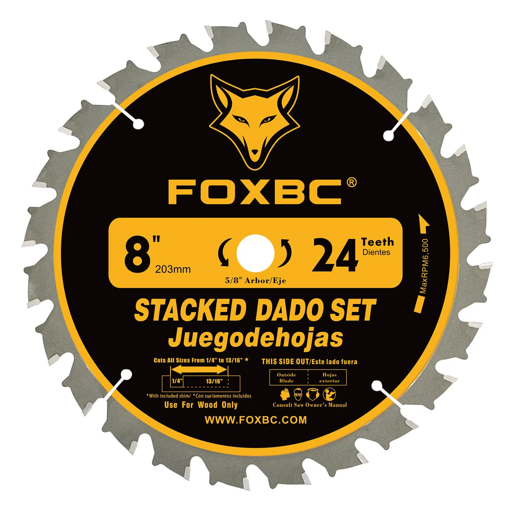 FOXBC 14 قطعة 8 بوصة كربيد التراص Dado بليد مجموعة لمنشار SawStop Jet Dewalt Bosch