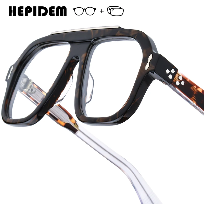 

FONEX HEPIDEM Progressive Prescription Glasses Anti Blue Myopia Optical Lens Eyewear Men Acetate Square Eyeglasses Jmm