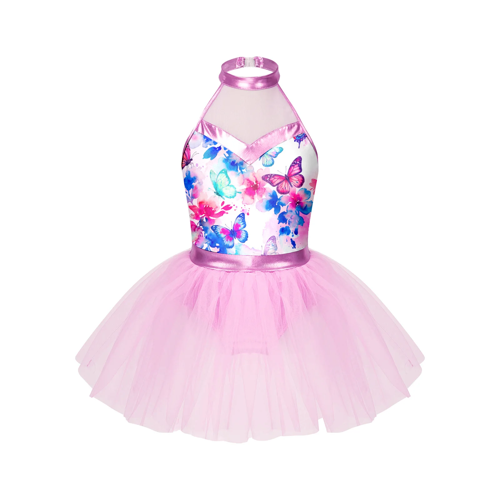 Glänzendes Metallic-Ballett-Tutu-Kleid für Mädchen mit Tier- und Leopardenmuster für Tanzwettbewerbe und Aufführungen – Detail 7