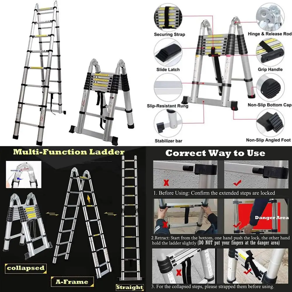 

Алюминиевая телескопическая удлинительная лестница, 5 м, двухсекционная, 2,5 м каждый, многоцелевая, сверхмощная, выдвижная стремянка для восхождения для O