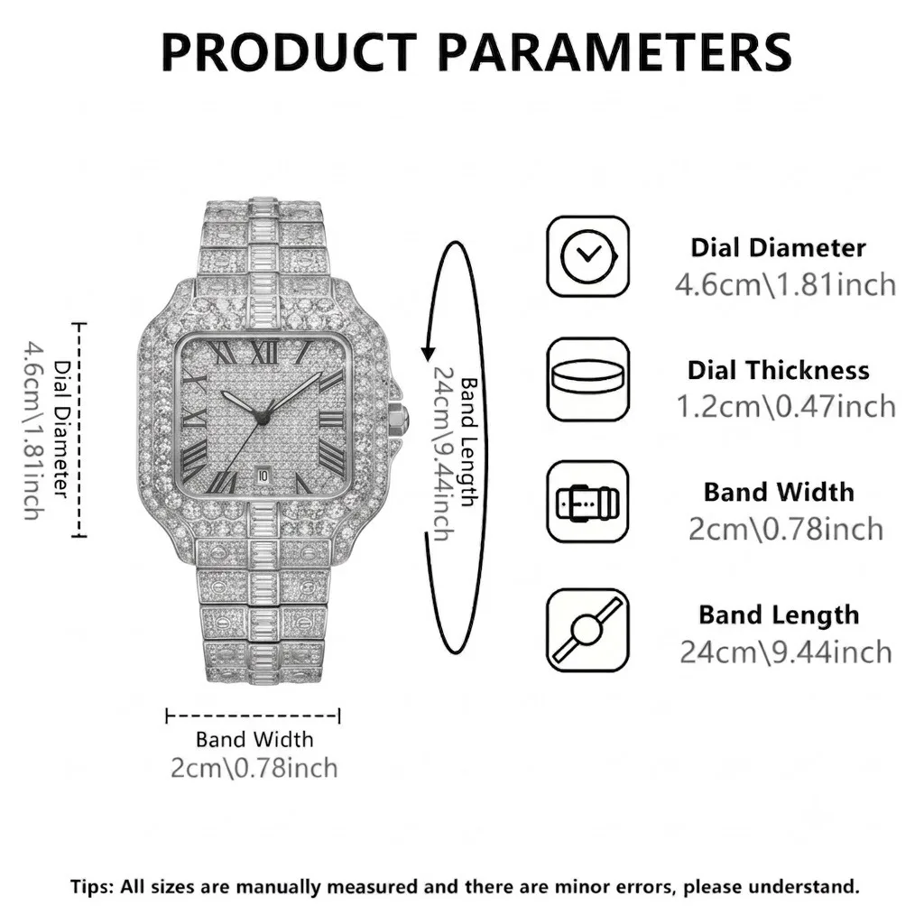 Men's quartz square watch, regular shape strap, gorgeous fashion style free bracelet