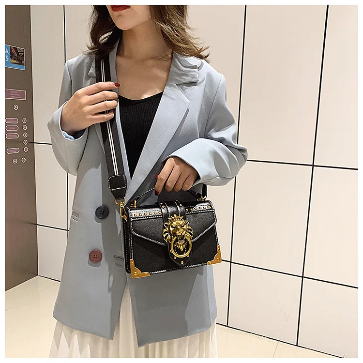 Damen Vintage PU Handtasche Neue Mode Umhängetasche Umhängetasche Kleine Quadratische Tasche Casual Täglichen Gebrauch – Detail 17