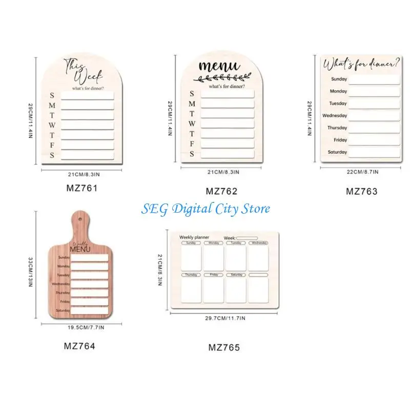 U75B Wooden Fridge Whiteboard Weekly Planner Kitchen Weekly To-do-list Board