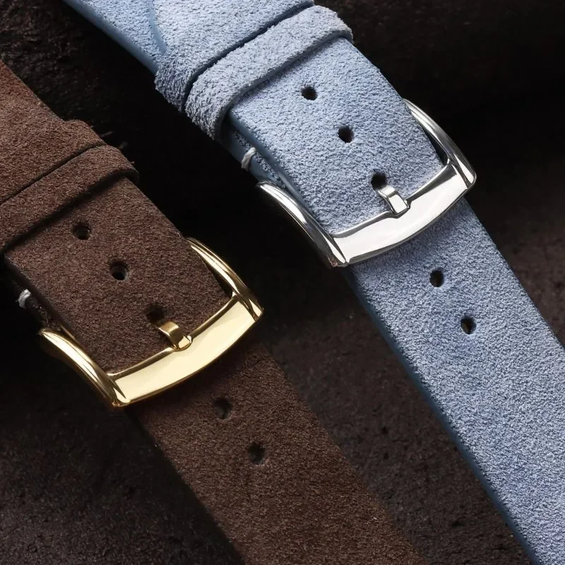 本物のスエードレザーの時計ストラップ,セイコーとカシオ用のビンテージスタイルの時計バンド,男性と女性用のクイックリリースブレスレット,20mm, 22mm