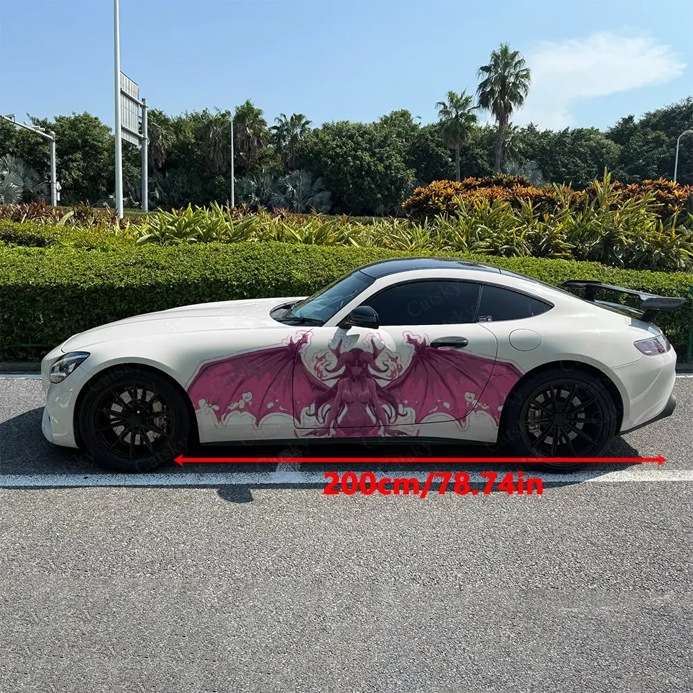 2pcs Pink Devil Car Sticker Full Body Decal Decoration Covering Scratches Protect Car Sticker Waterproof Car Vinyl Wraps