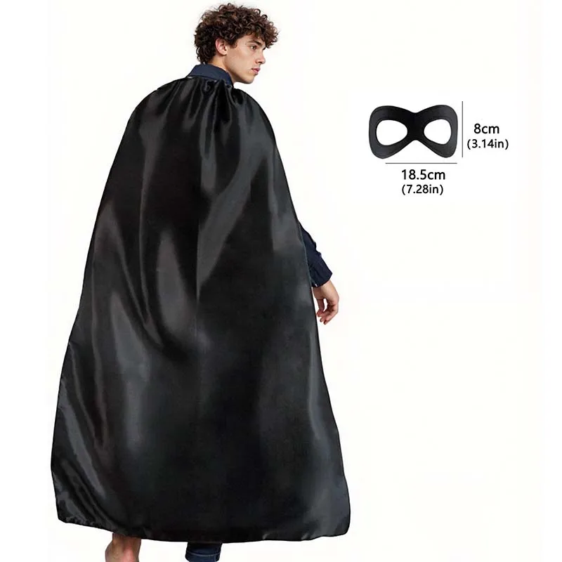 

Black Witch Vampire Cosplay Cloak with Mask Men Women Superhero Halloween Party Cpae Costumes Stage Performance Dress Up 140cm