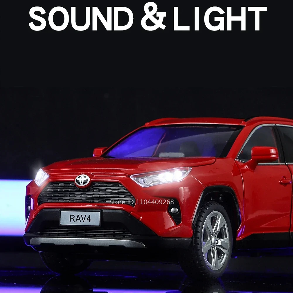 1:24 스케일 RAV4 Camry 모델 자동차 장난감 금속 다이캐스트 시뮬레이션 컬렉션 사운드 및 라이트 차량 모델 취미 장식품 선물