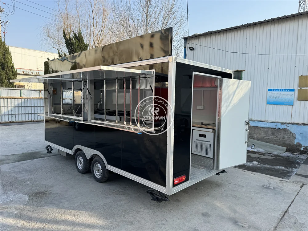 Customized Size Mobile Food Trailer Commercial Street Coffee Snack Kiosk Fast Food Truck Cart For Sell