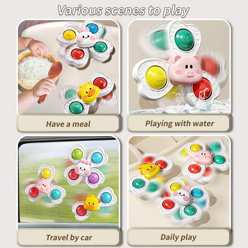 Baby Sucker Spinning Toys Children Bath Montessori Education Rotating 3 Years Bathroom Toys for Toddler Infant Gift