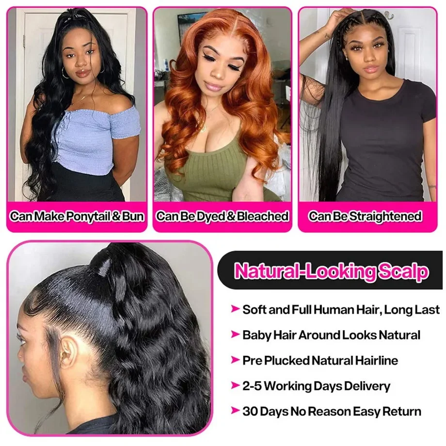 Nadine 13x6 Body Wave Lace Front Human Hair Wigs Brazilian Hair 13x4 Lace Frontal Wig For Black Women Pre Plucked With Baby Hair