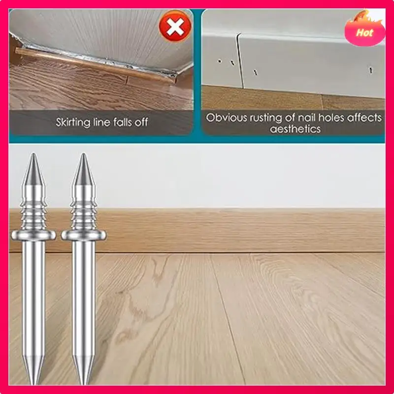 Chiodo senza giunture con filettatura per battiscopa a doppia testa da 400 pezzi, set di viti per filettatura per battiscopa antiruggine senza traccia con 4 aste, con chiodo