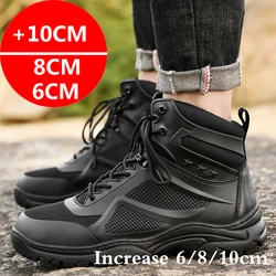 Men Boots Elevator Shoes Hidden Heels Heightening Shoes For Man 10CM 8CM Rubber Sole With Steel Claw Climbing High Top Boots