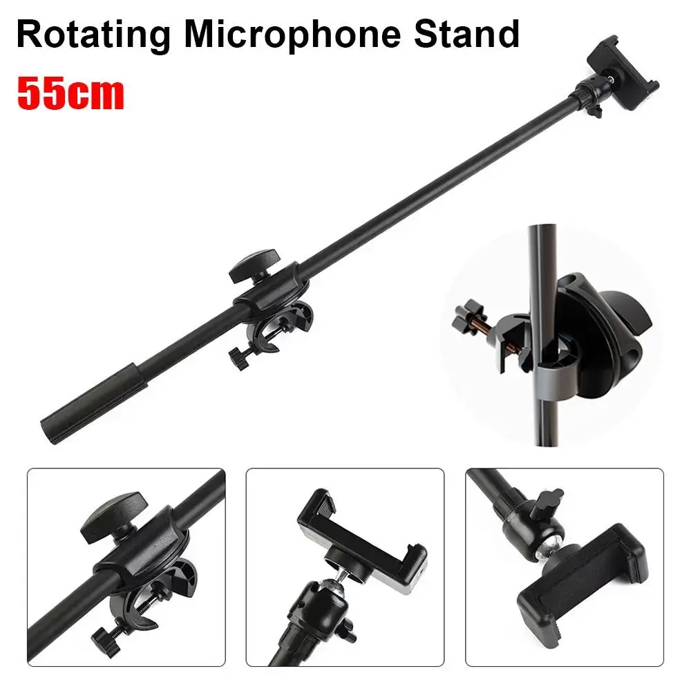 1Pcs New 55cm Rotating Microphone Stand Crossbar Arms Designed 3/8 Thread Mic Clip Cross Bar Adjustable Phone Holder