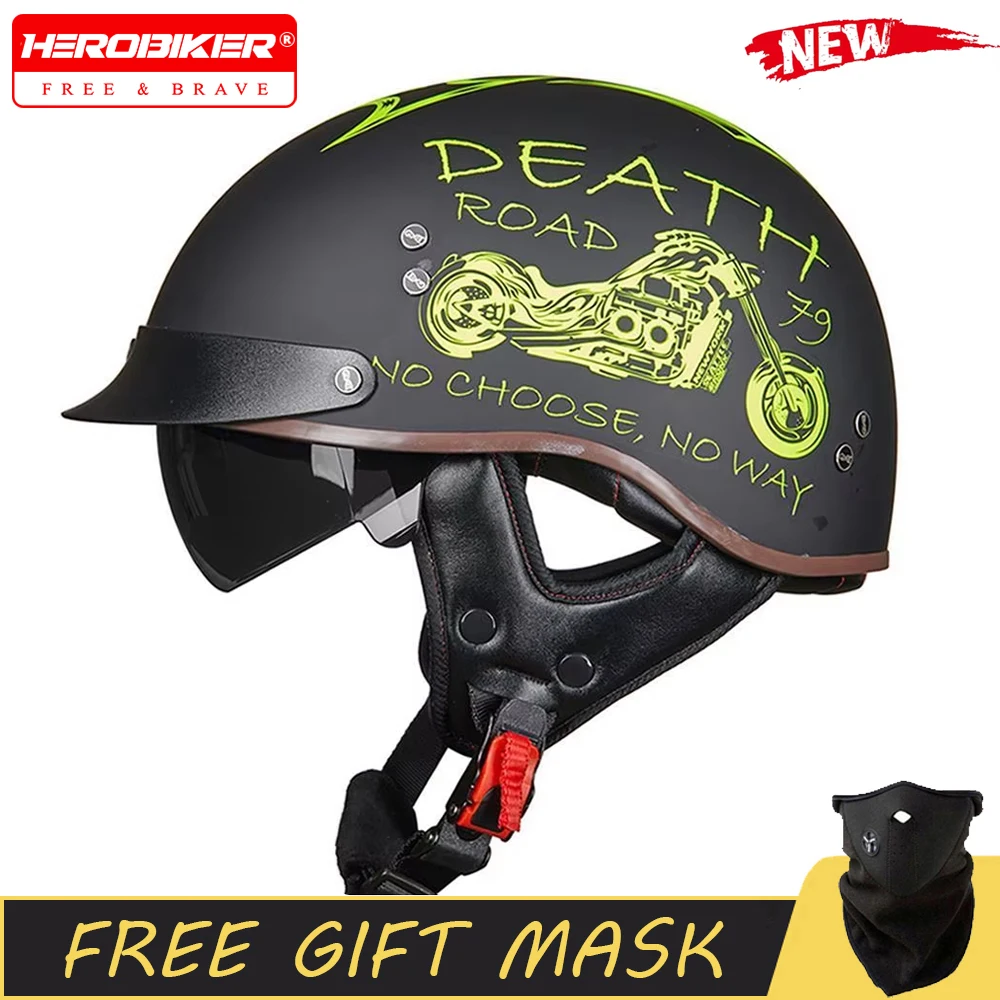 

New Motorcycle Helmet Men Retro Moto Half Helmet Summer Motorcycle Riding Half Helmet Outdoor Equipment