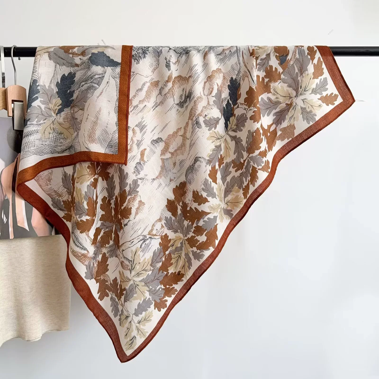 

90cm Retro Floral Square Scarf Vintage Printed Shawl Women Scarf & Headscarf Hijabs