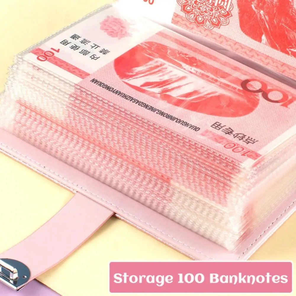 

PU Leather 100 Envelope Challenge Binder With Password Lock Reusable Budget Saving Book Waterproof Laser Cover