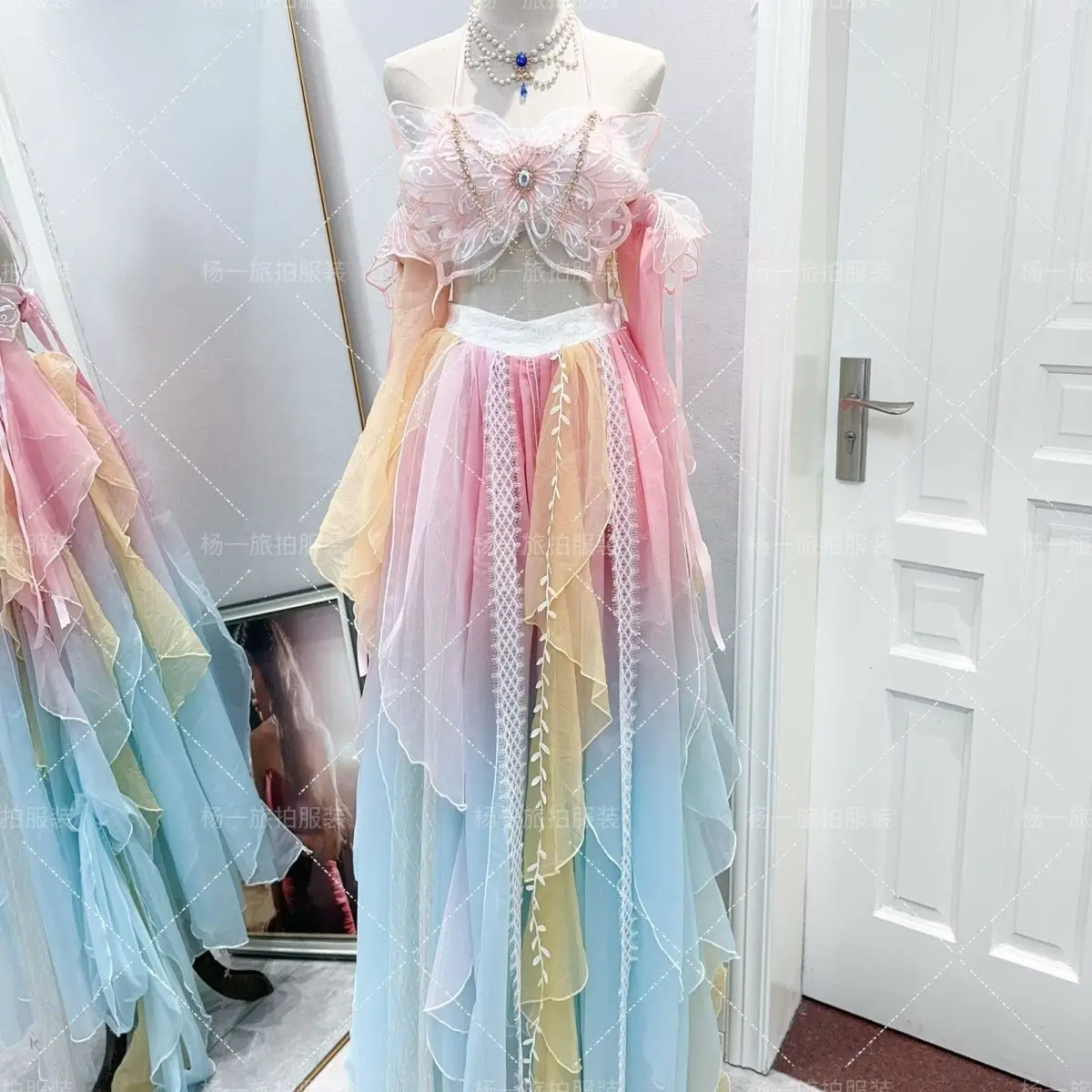 الأميرة الغربية تحسين الفراشة Hanfu فتاة غربية تحلق غريبة الثقيلة الحرفية نمط التطريز التدرج مجموعة #1