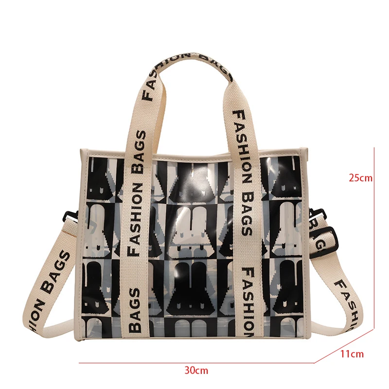 Cartoon PVC Shoulder Bag Women Large Capacity Handbags Causal 2 Set Tote Bag For Female Waterproof Transparent Shopper Bag Femme