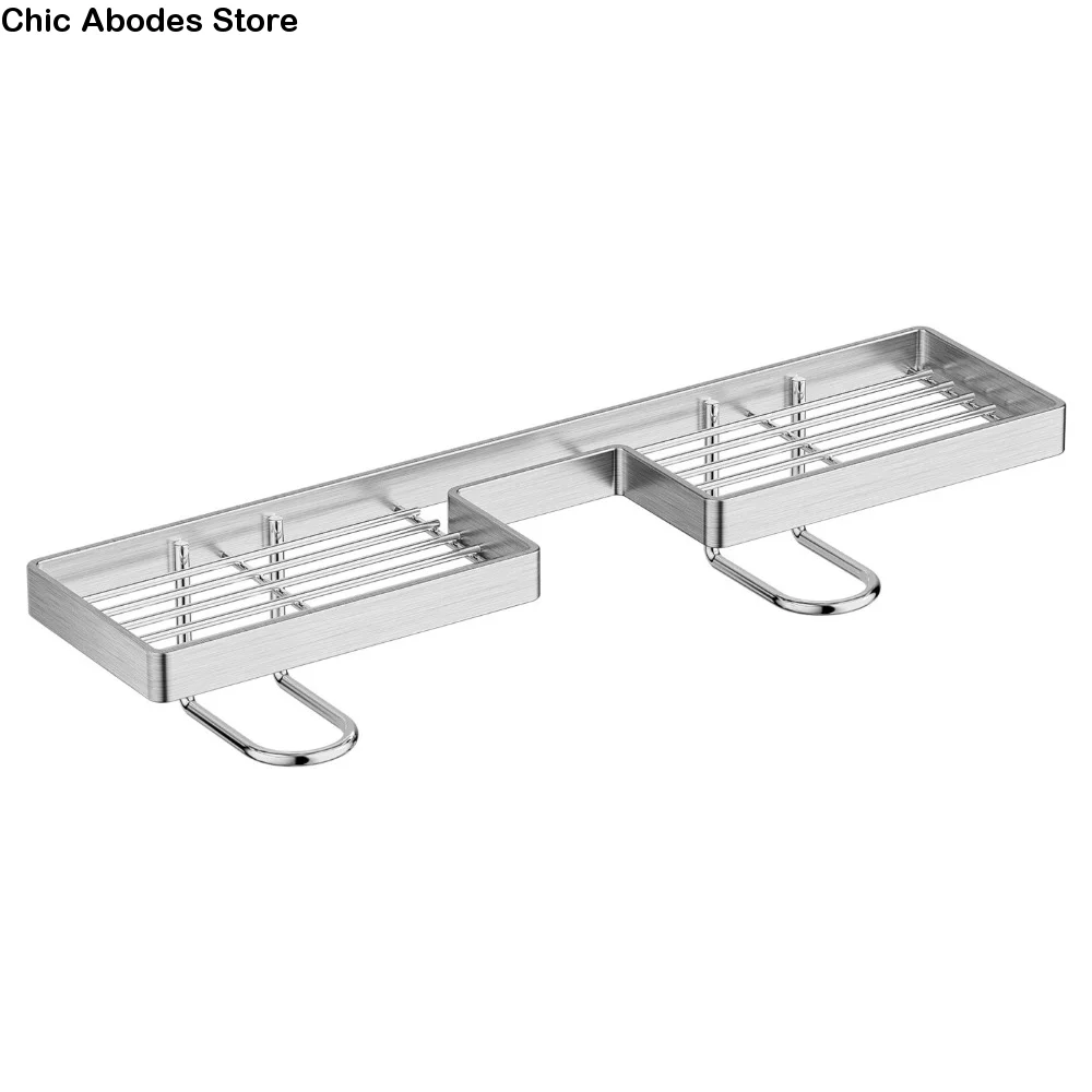 

Stainless Steel Bathroom Counter Shelf Hollow Out Anti Slip Faucet Sink Drying Shelf No Drill Stable Vanity Stand Kitchen