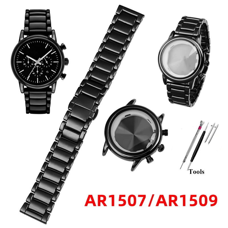 High quality ceramic strap+case for Armani watch AR1507 AR1509  AR1451 AR1452 AR1400 AR1410 series watch accessories Men Bracele