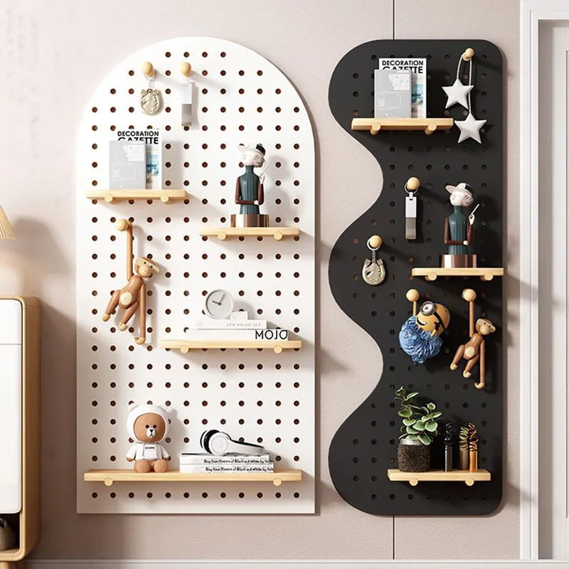 

Pegboard Wall Organizer Wooden Entryway Storage Shelf Wall Mounted Storage Panel Multi-Purpose Hanging Rack Home Storage Rack