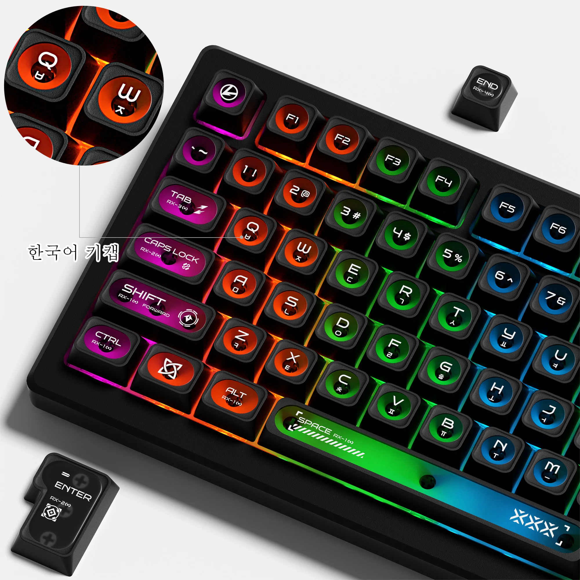 XVX Black Cat's Eye Korean Keycaps Transparent Keycap Double Shot Cherry MAX Profile PBT Key Cap 136 Keys