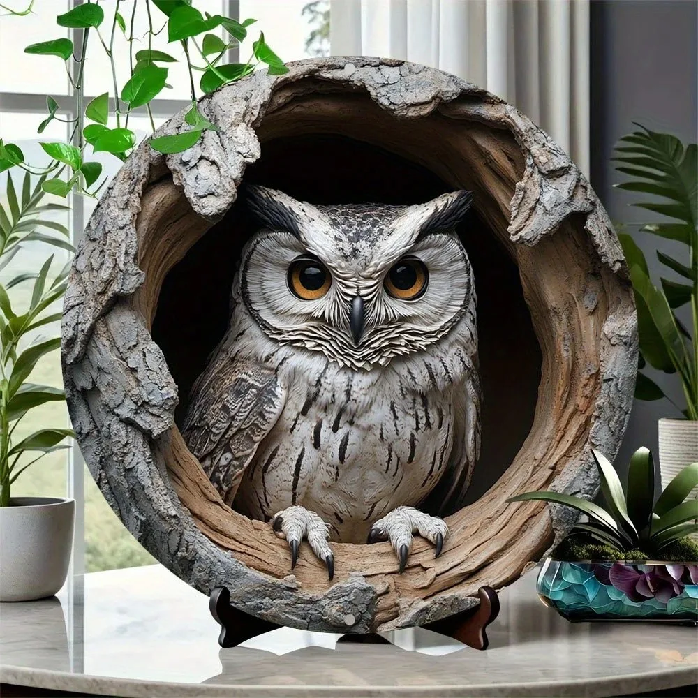 Vintage Circular Animal Aluminum Metal Sign Cat Owl Turtle Waterproof Rustproof Wall Art Decor for Home Indoor Outdoor