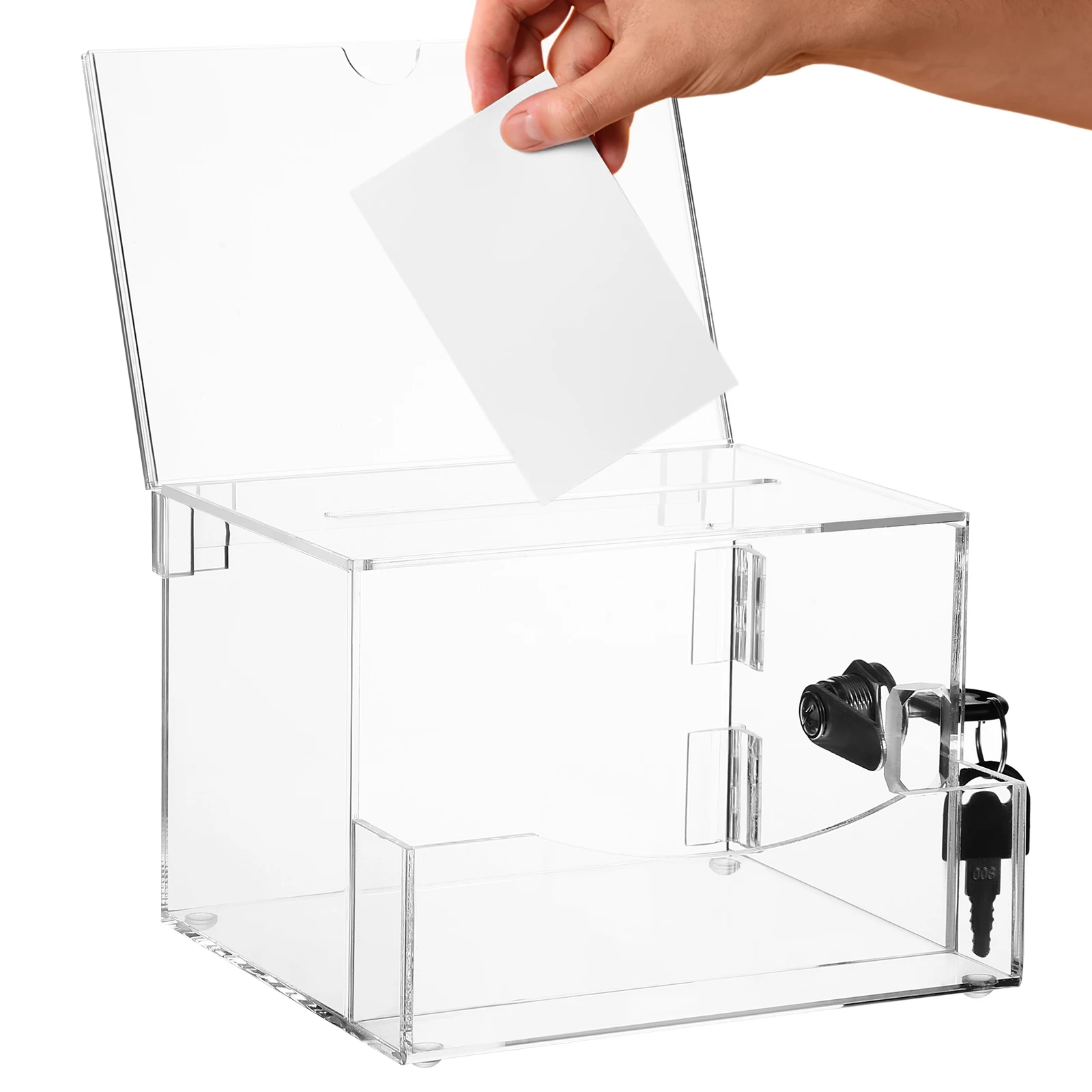 

High Capacity Clear Voting Box Lockable Design Ideal for Surveys Elections Charity Collection Boxes Box