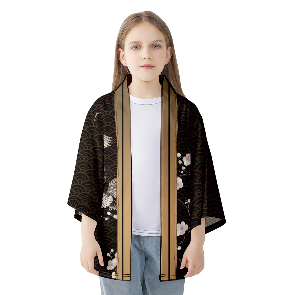 الصيف اليابانية الأزياء الرجعية كرين اللوحة كيمونو الشارع الشهير سترة رداء النساء الرجال Haori أعلى يوكاتا