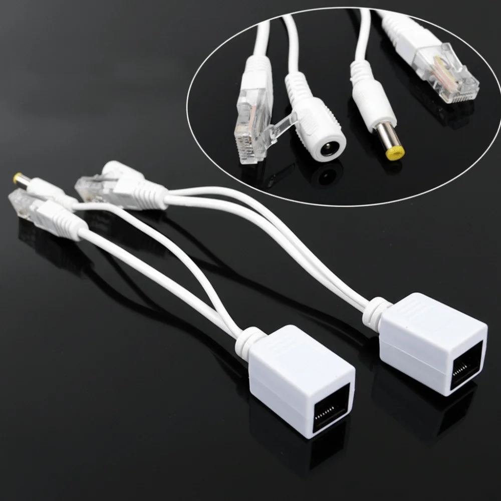 زوج سلك محول 12 فولت POE كابل مركزي أسود/أبيض محول POE مراقبة محول POE #4