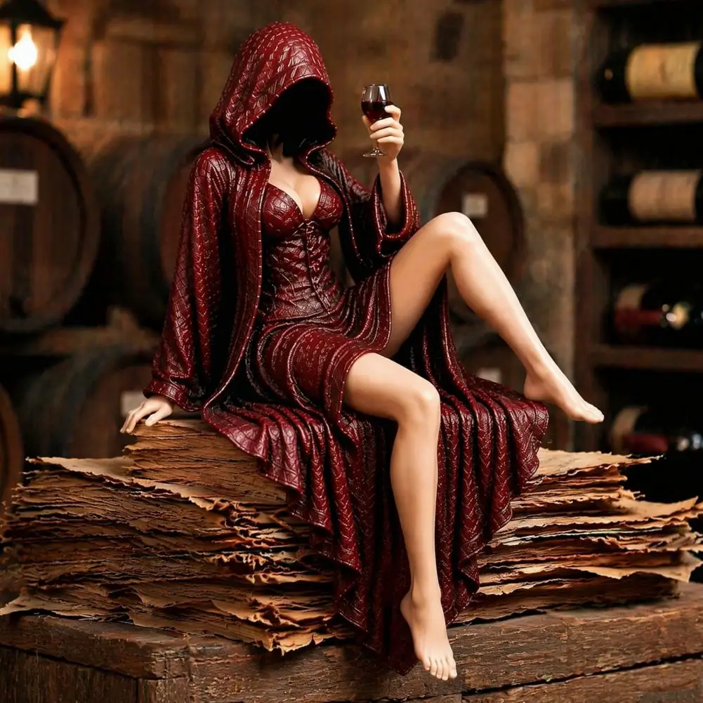 Bookshelf Decor Hooded Reader Statue Dark Fantasy Faceless Shadow Sculpture Resin Sitting Mystery Figure for Home Office.