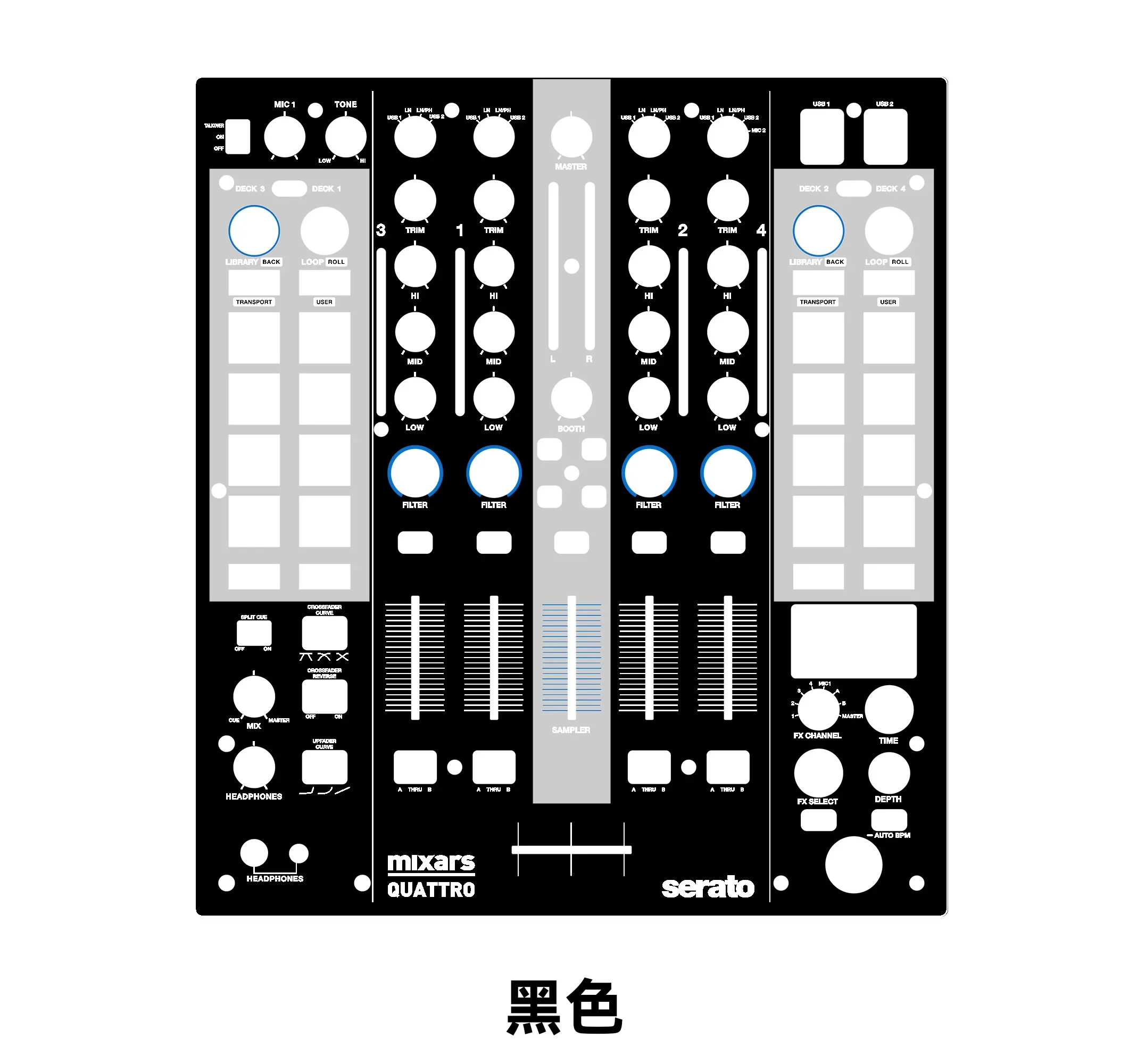 Mixars DJ Mixars Quattro Mixer Panel Film, Quattro Colorful Sticker (It's Just A Self-adhesive Film, Not An Iron Plate)