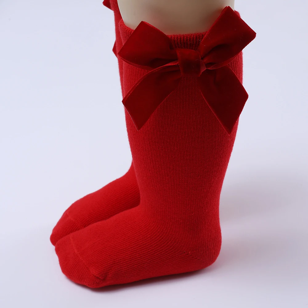 Baby Socks Toddlers Autumn Winter Children Princess Girls Cotton Socks Kids Newborn Big Bow Knee High Stockings Infant Clothes