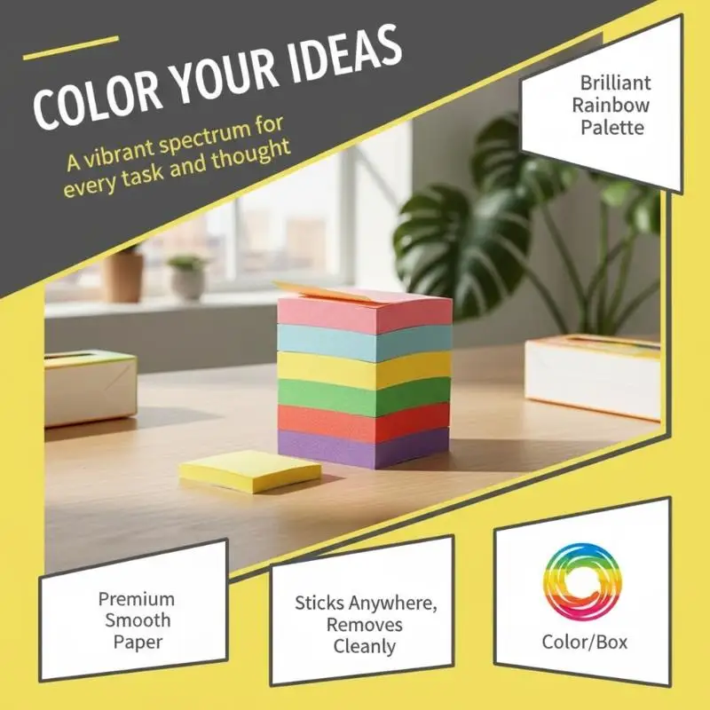 Fluorescent Color Sticky Note Pads 11Pcs Self-Adhesive Planner Stickers for Office School Note Taking Reminder