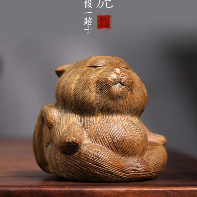 

Natural Guajacwood Wood Carving Meditation Tiger Creative Crafts Home Decorations Desktop Crafts