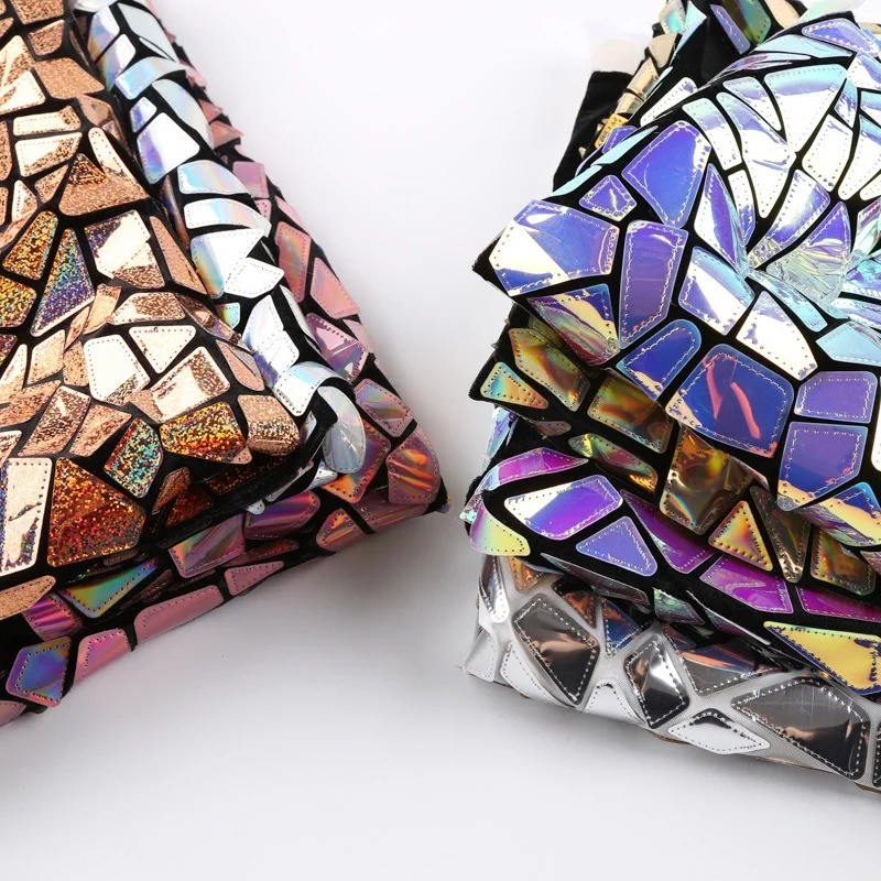 

1yard Multi Colors Laser Sequin Embroidery Fabric African Designer Fabrics for Dresses DIY Stage Costume