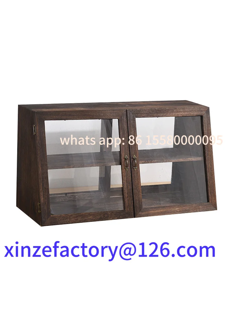 Aanpasbare transparante echte houten cosmetische opbergkast vitrine theebeeldje owcase