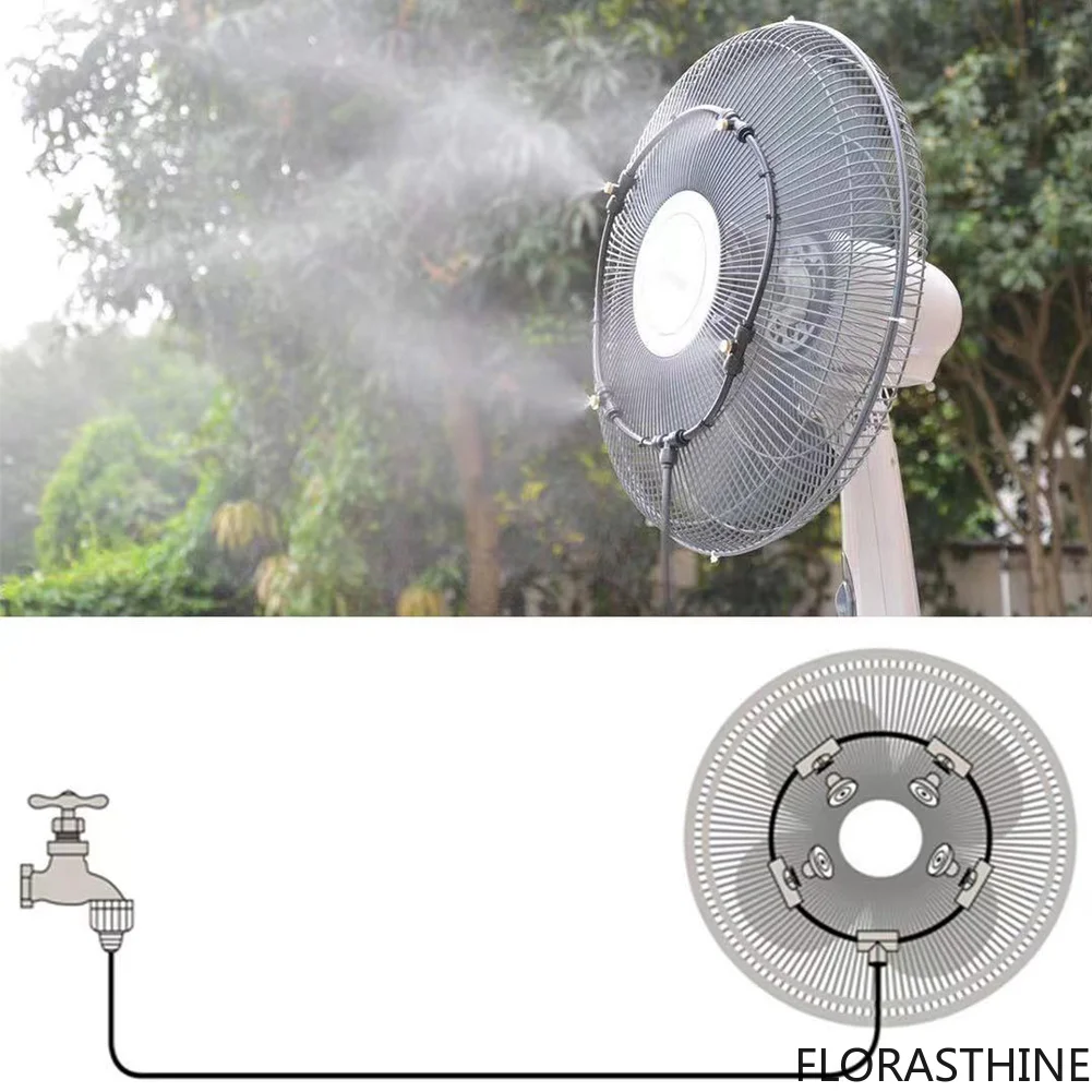 16 Inch Outdoor Fan Cooling Misting System Portable Spray Sprinkler Kit Mist Water Fog Sprayer Fan for Patio Garden