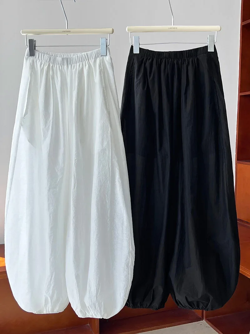 Breathable Cotton Summer  White Loose Lantern Pants Women's Flower Bud Pants