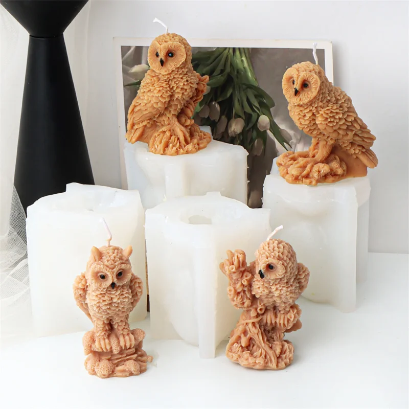 3d Eule Silikon Kerzen form DIY niedlich kreative Tiers tatue Neuheit Dekor Vogel Dekor Geschenke Gips Handwerk Harz Schimmel Wohnkultur