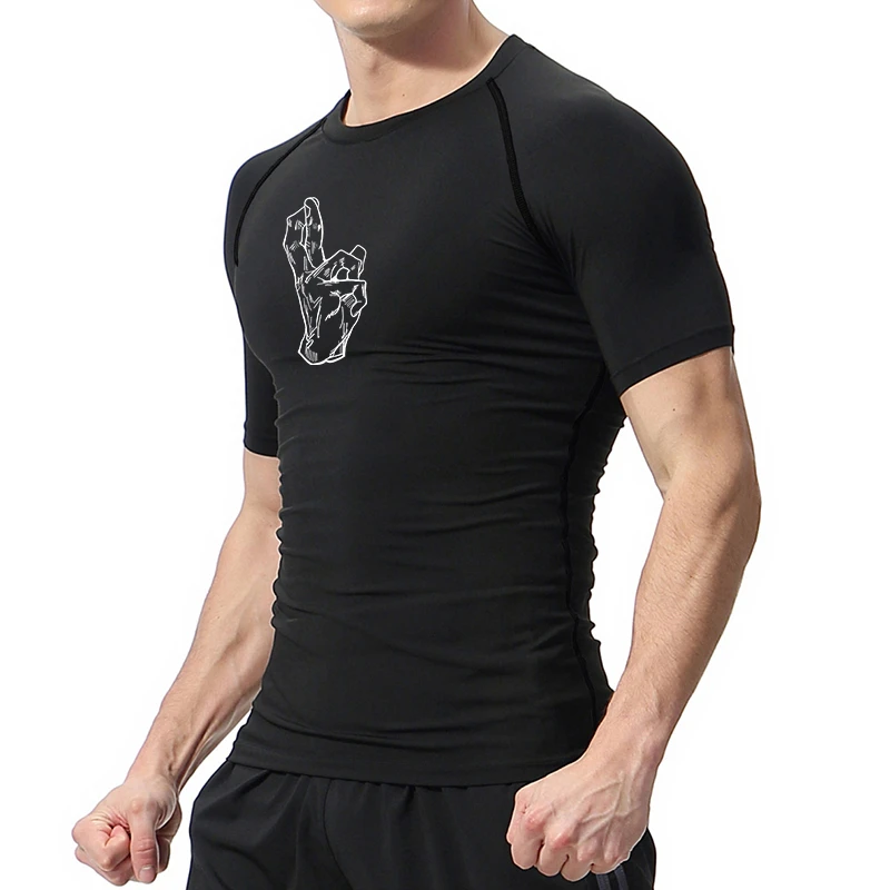 Atletische Sneldrogende Compressie Shirts Voor Heren Gym Workout Fitness T-Shirt Zomer Korte Mouw Overhemden Grafische Ondershirts