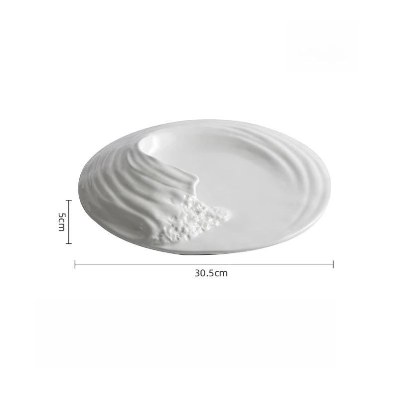 Wave Themed Tableware Ceramic Western Flat Dishes Irregular Shaped Hotels High-end Cold Dishes and Plate Arrangement