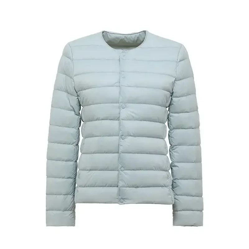 Parka en duvet de canard blanc pour femme, veste de printemps coréenne, manteau chaud, coupe couvertes, sans col ultraléger, 2023 duvet de canard, nouveauté 90%