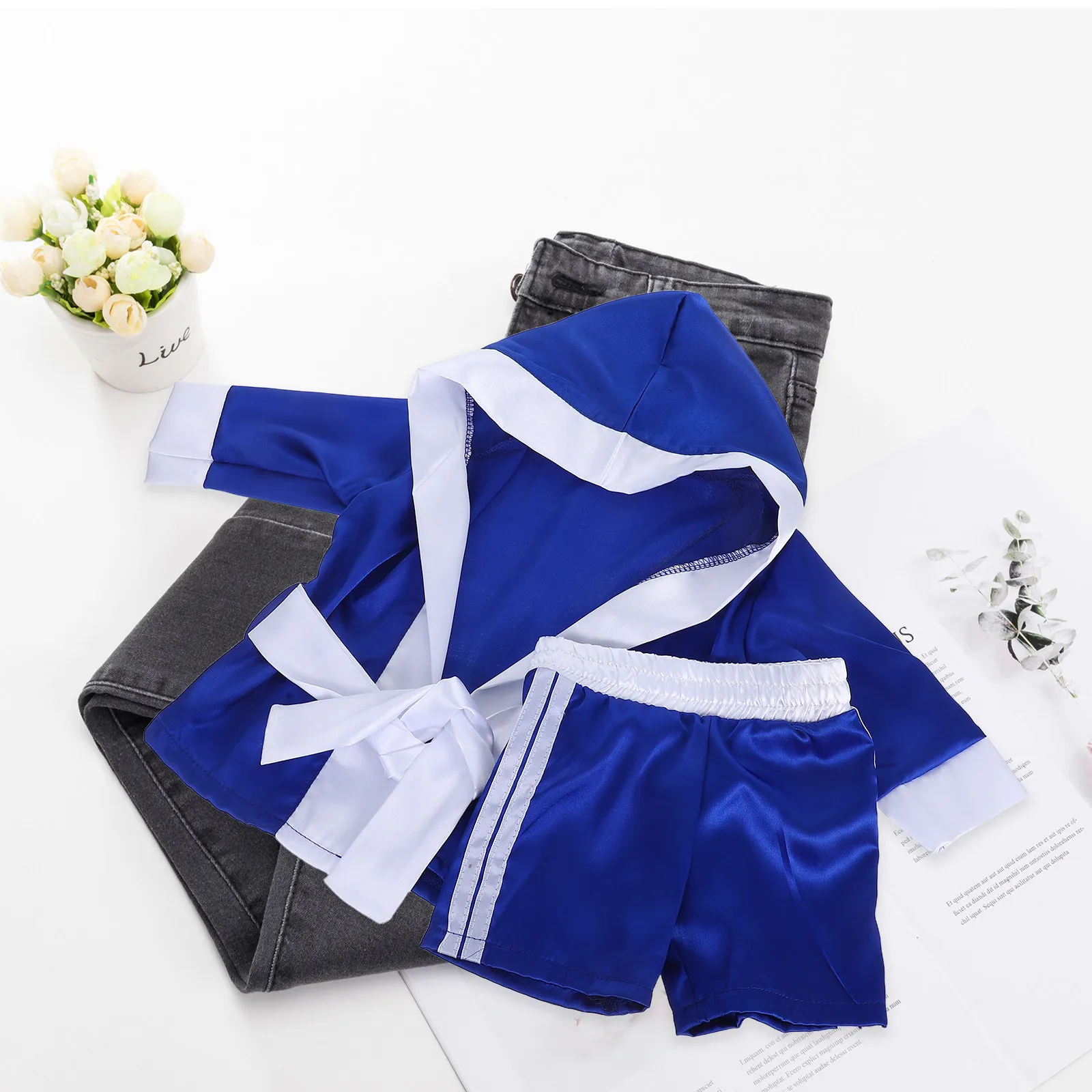 1Set Baby Boy Newborn Boxing Costume Soft Skin Friendly Material Easy on Off for Professional Home Photoshoot Newborn Photo