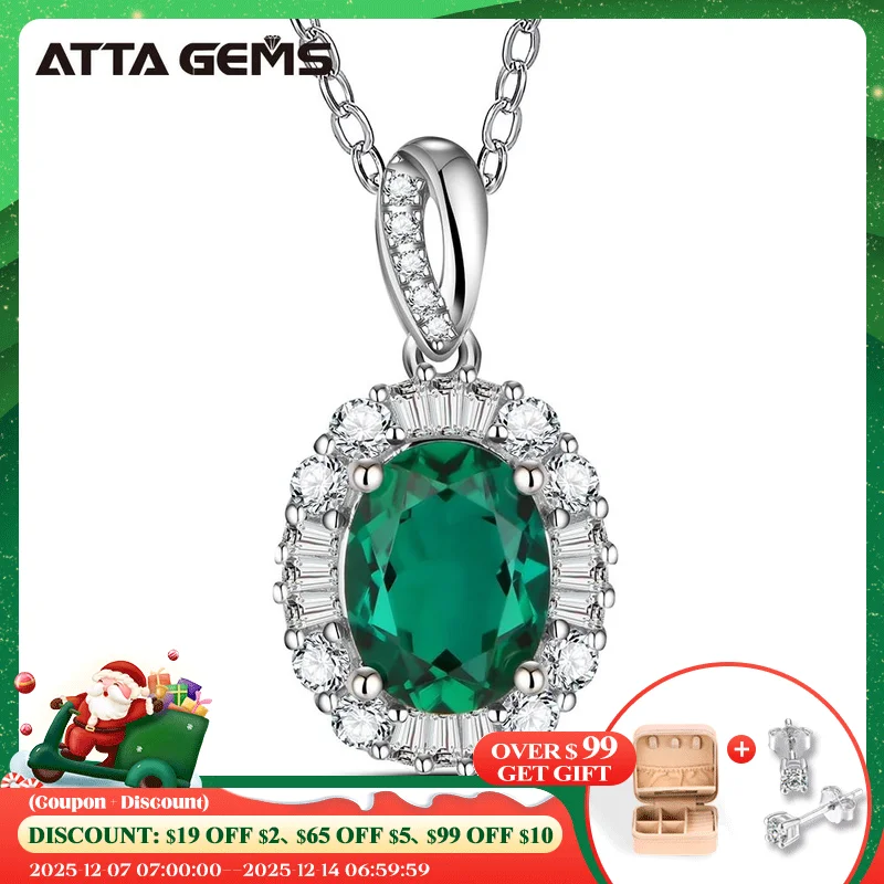 

1.0 Carat Emerald Pendant Necklace for Women 925 Sterling Silver Jewelry Green Gemstone Necklace Anniversary Party Jewelry Gifts